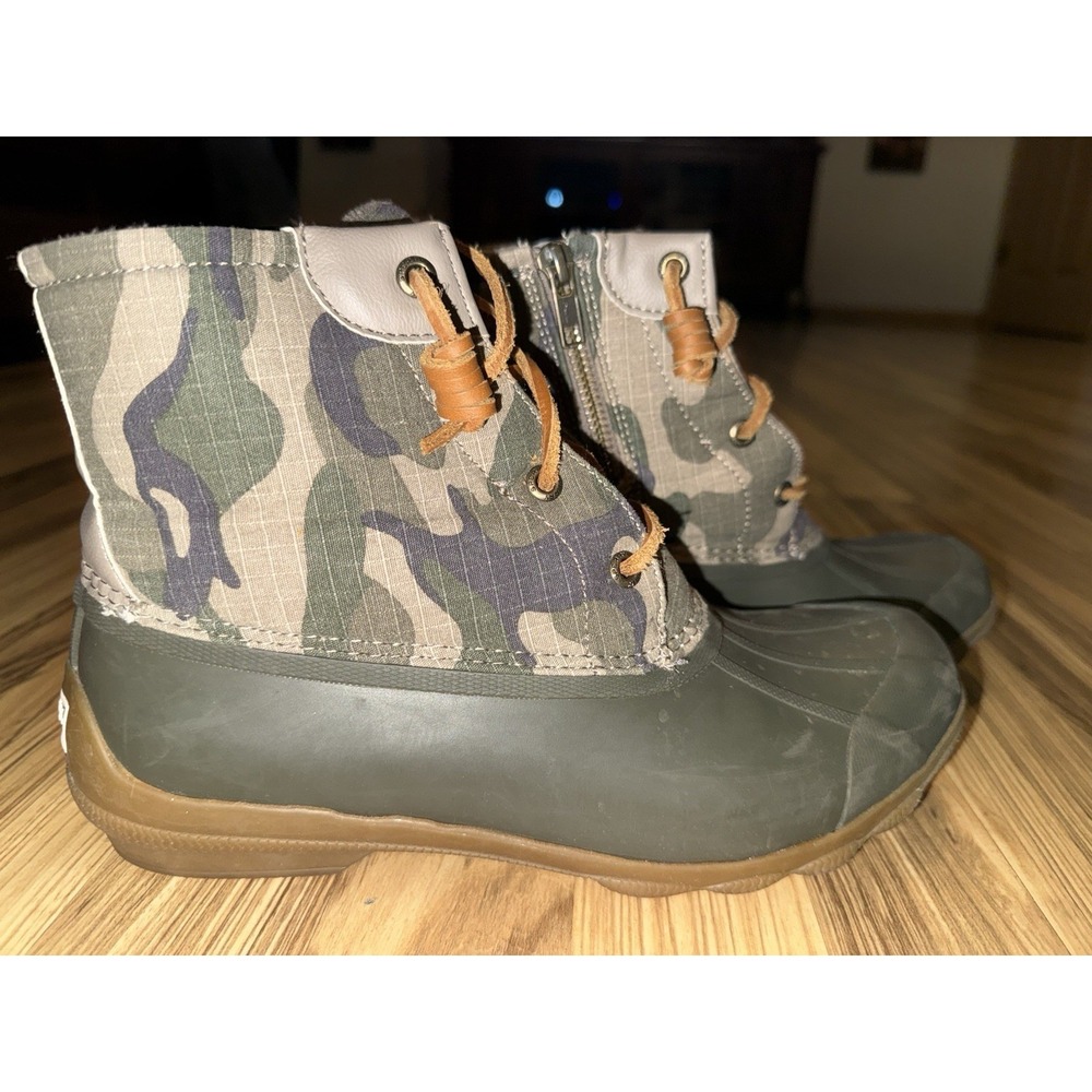 Sperry Syren Gulf Camo Driftwood Women's 8.5‎ Top-Sider Duck Boots green Tan